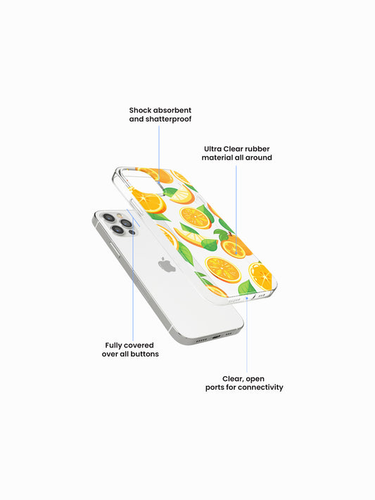 Tangerine Fruit Printed Clear Silicone Cover