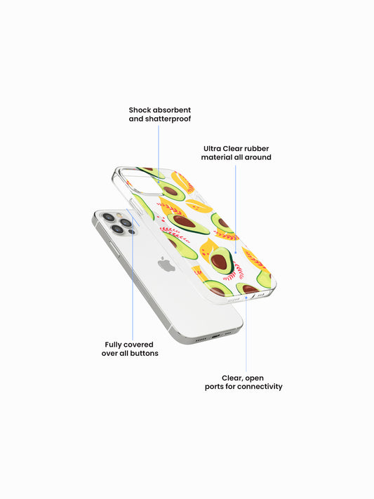 Avocado Fruit Printed Clear Silicone Cover