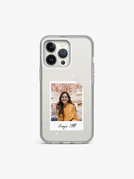 Special day Polaroid Name Printed Clear Silicone Cover