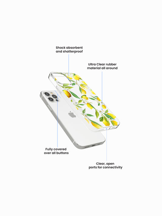 Lemon Fruit Printed Clear Silicone Cover