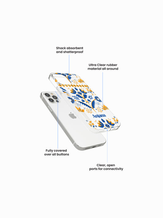 Radial Damask Ethnic Name Printed Clear Silicone Cover