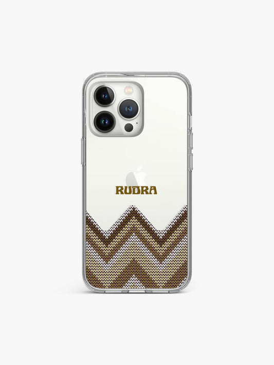 Wood Chevron Name Printed Clear Silicone Cover