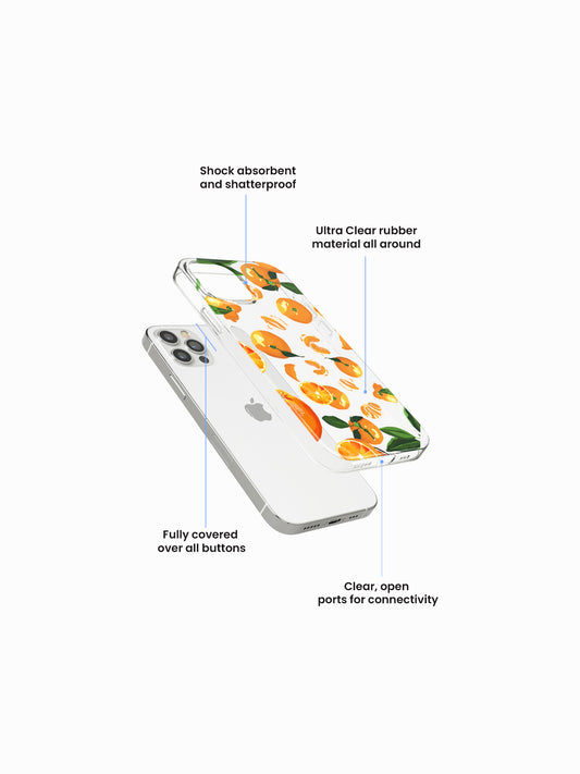 Orange Fruit Printed Clear Silicone Cover