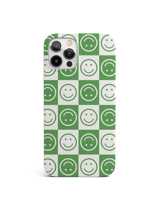 Checkered Smiley Motif Matte Case