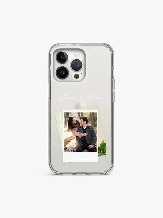 Couple Polaroid Name Printed Clear Silicone Cover