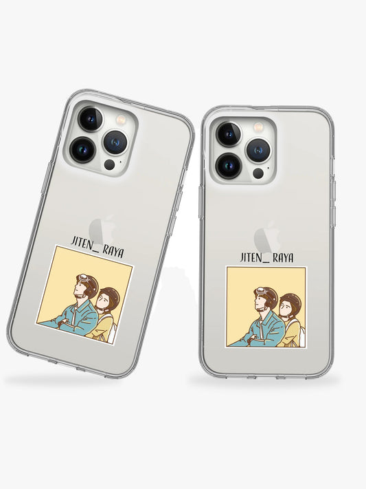 Long Ride Couple Name Printed Clear Silicone Cover