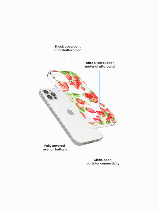 Strawberry Fruit Printed Clear Silicone Cover