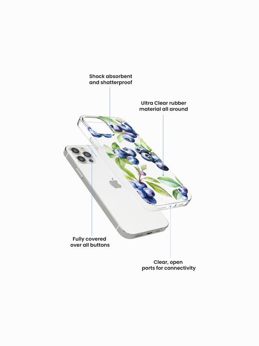 Blueberry Fruit Printed Clear Silicone Cover