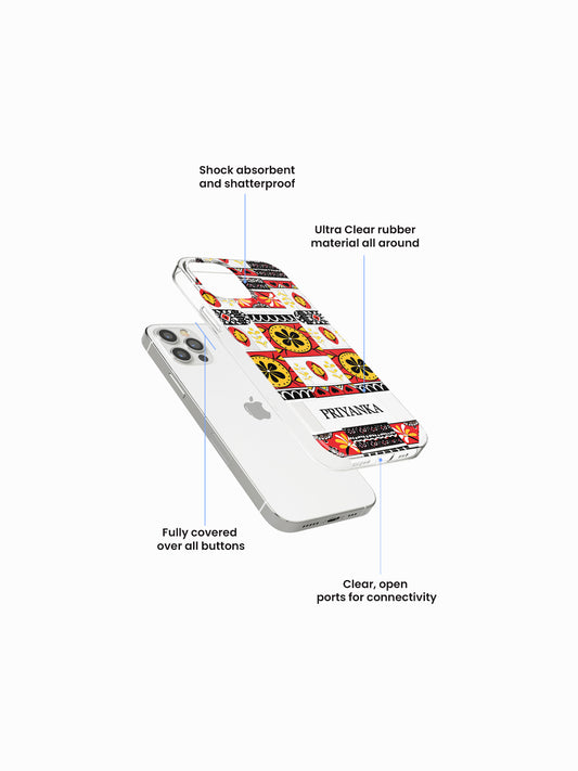 Block kalamkari Name Printed Clear Silicone Cover