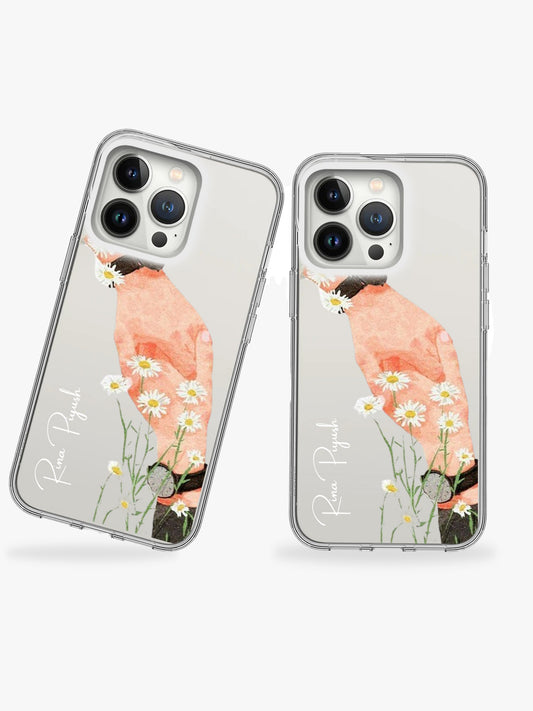 Forever Hands Couple Name Printed Clear Silicone Cover