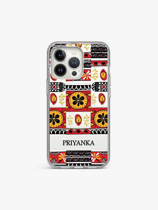 Block kalamkari Name Printed Clear Silicone Cover