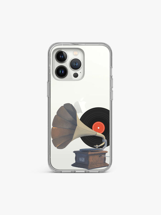 Gramaphone Music Printed Clear Silicone Cover
