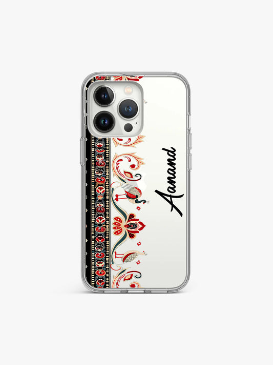 Heritage kalamkari Name Printed Clear Silicone Cover