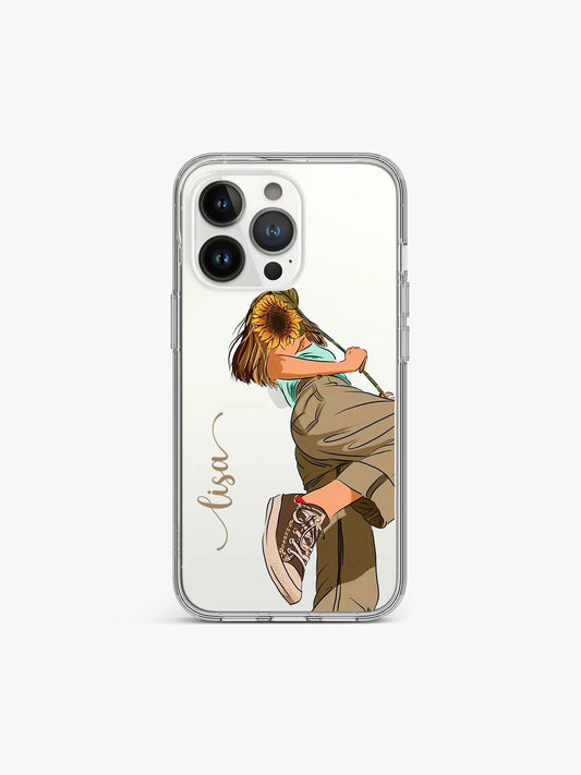 Sunflower Girl Name Printed Clear Silicone Cover