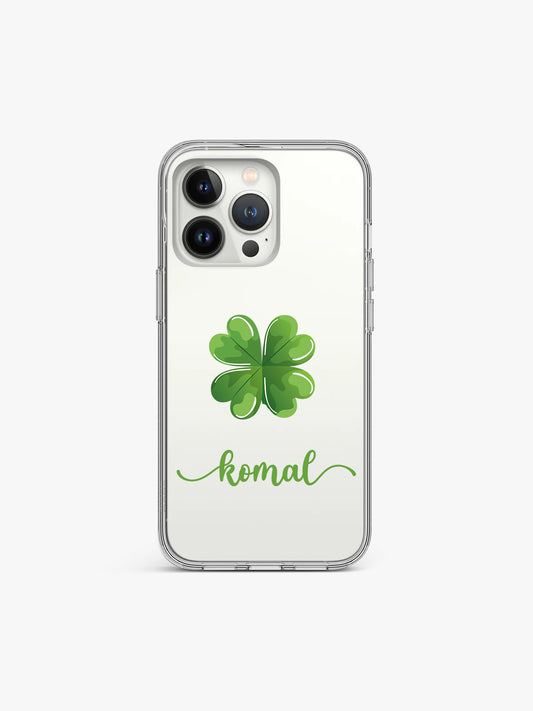 Clover Good Luck Name Printed Clear Silicone Cover