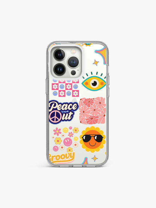 Peace cool Sticker Printed Clear Silicone Cover