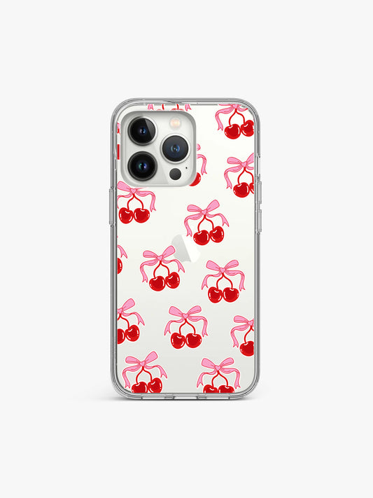Cherry Pinky Printed Clear Silicone Cover