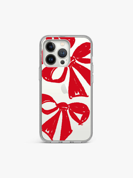 Red Bow Pinky Printed Clear Silicone Cover