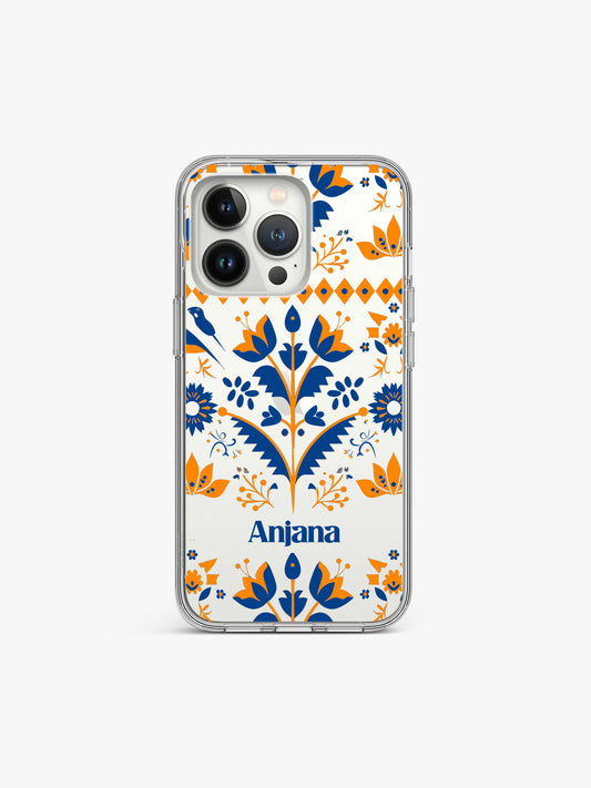 Radial Damask Ethnic Name Printed Clear Silicone Cover