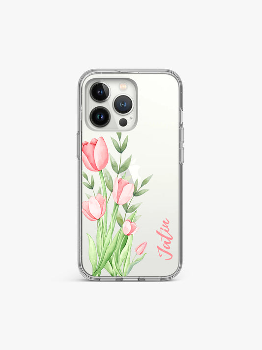 Tulip Garland Name Printed Clear Silicone Cover