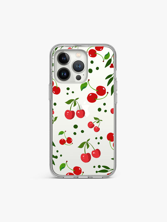 Cherry Fruit Printed Clear Silicone Cover