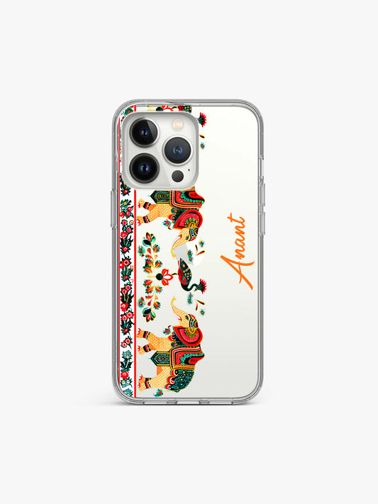 Heritage kalamkari Name Printed Clear Silicone Cover