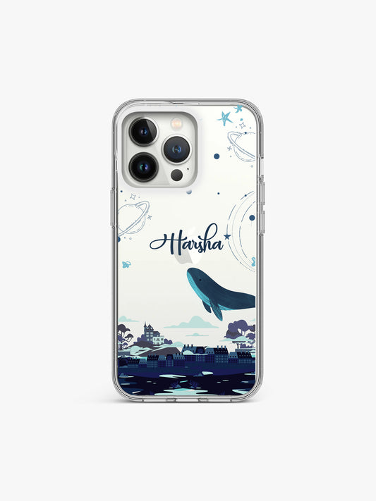 Galaxy whale Dreamy Name Printed Clear Silicone Cover