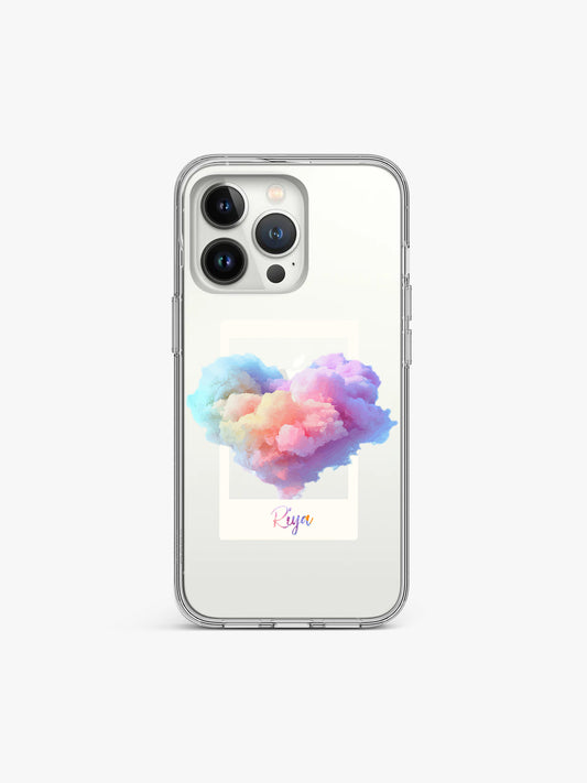 Heart Cloud Name Printed Clear Silicone Cover