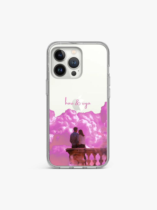 Love in air Couple Name Printed Clear Silicone Cover