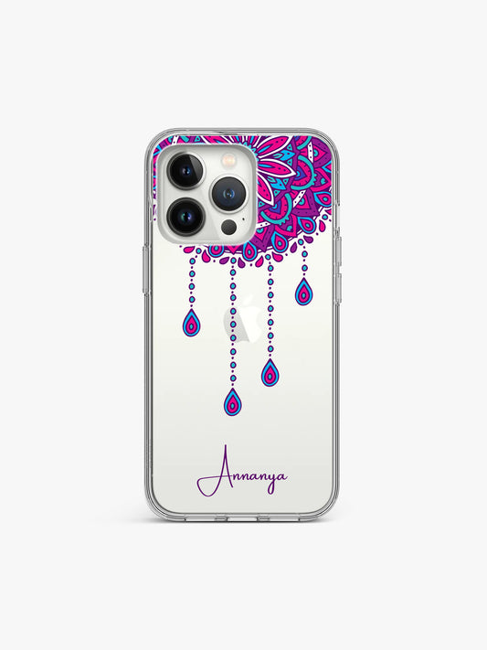 Orchid Mandala Name Printed Clear Silicone Cover