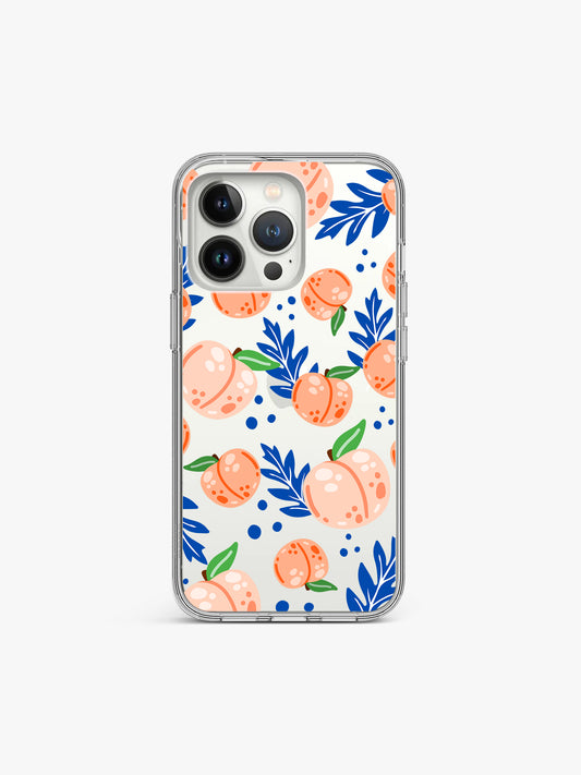Peach Fruit Printed Clear Silicone Cover