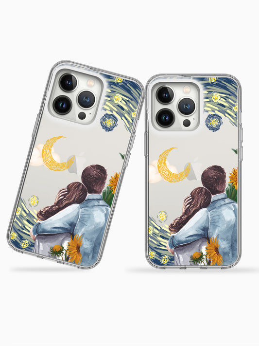Stargazing Couple Silicone Case Cover