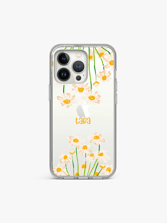 Sun Bloom Name Printed Clear Silicone Cover