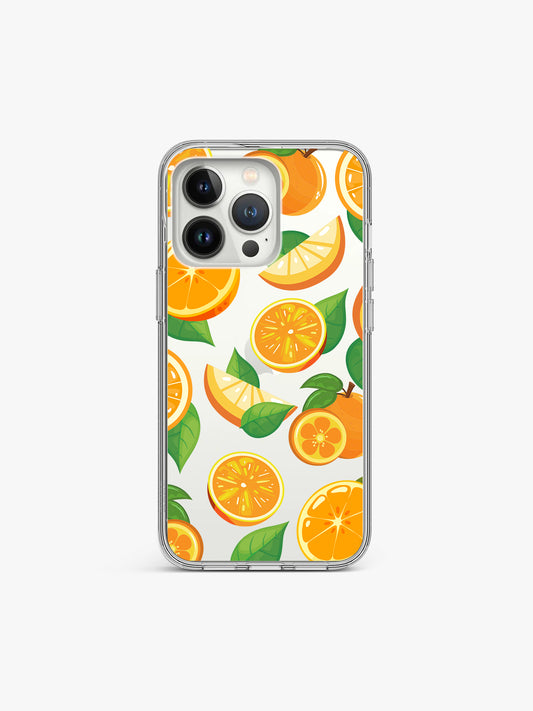 Tangerine Fruit Printed Clear Silicone Cover