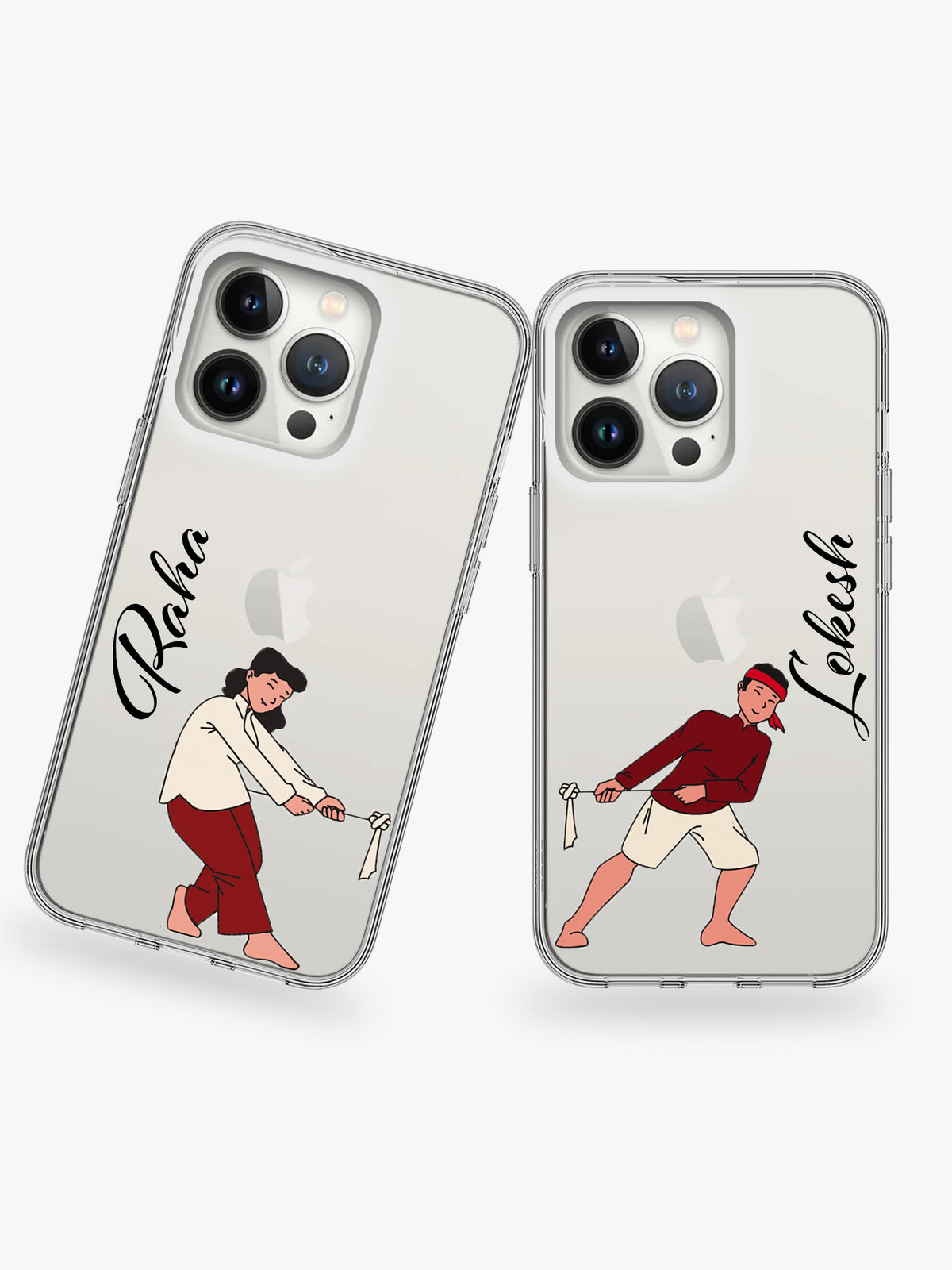 Frick and Frack Couple Name Printed Clear Silicone Cover