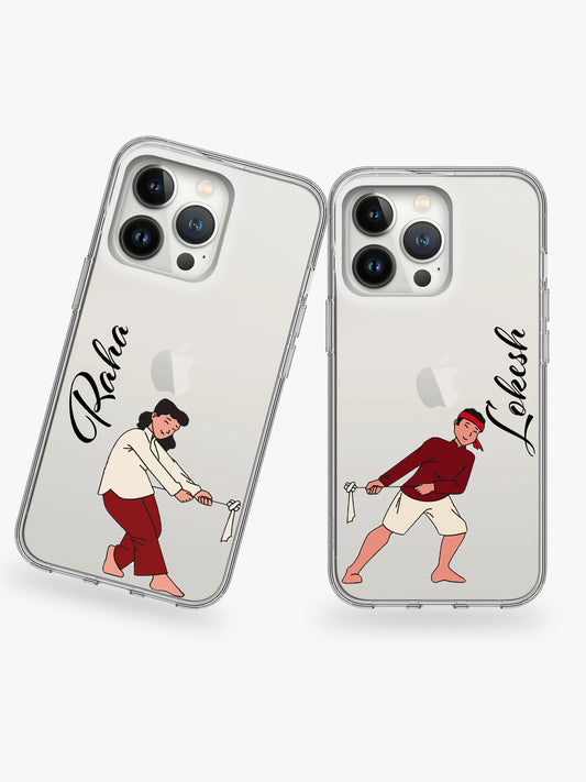 Frick and Frack Couple Name Printed Clear Silicone Cover