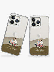 Bicycle love Couple Name Printed Clear Silicone Cover