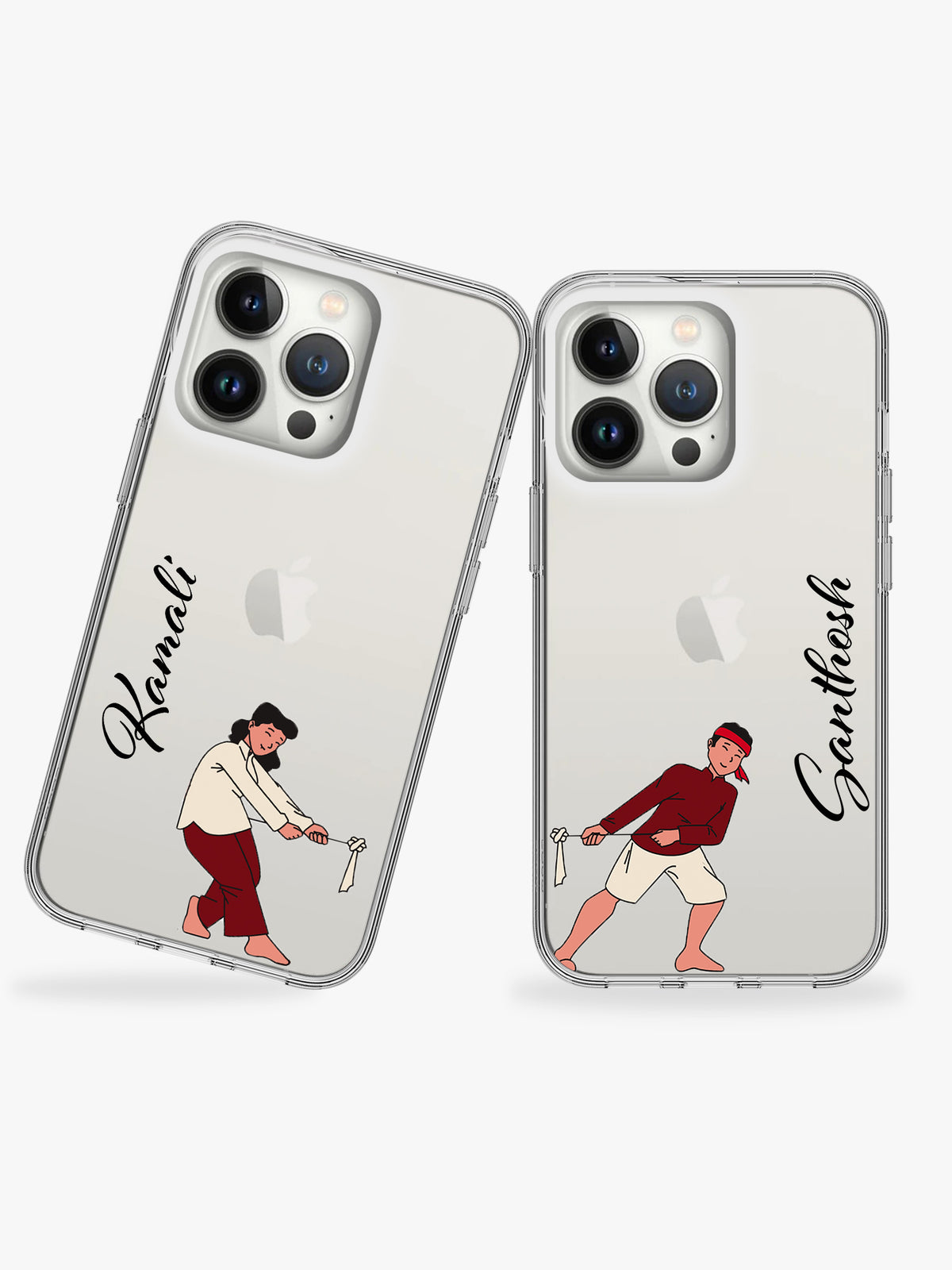 Frick and Frack Couple Name Printed Clear Silicone Cover