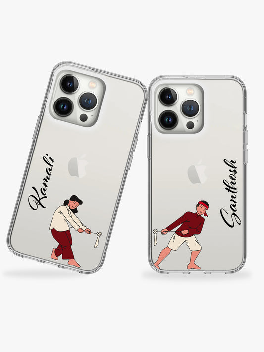 Frick and Frack Couple Name Printed Clear Silicone Cover