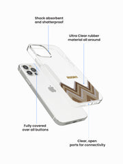 Wood Chevron Name Printed Clear Silicone Cover
