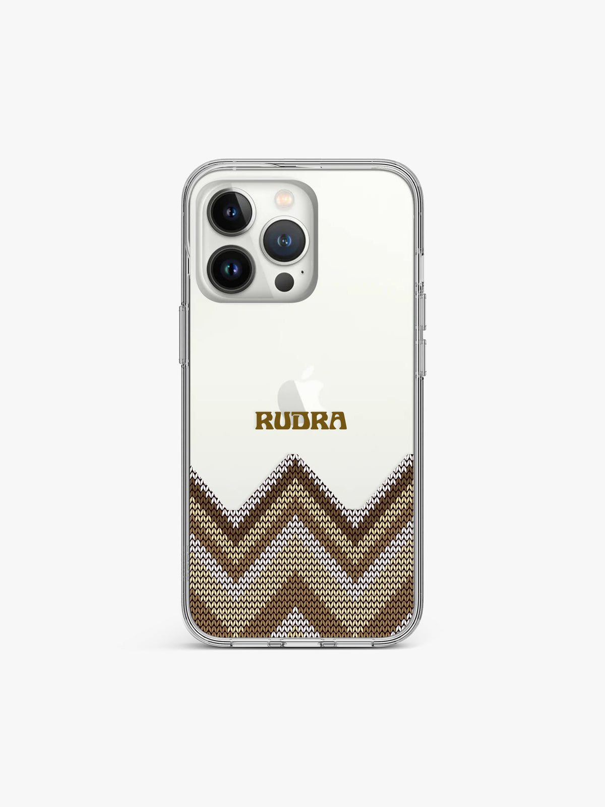 Wood Chevron Name Printed Clear Silicone Cover