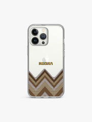 Wood Chevron Name Printed Clear Silicone Cover