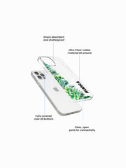 Tropical Leaves Name Printed Clear Silicone Cover