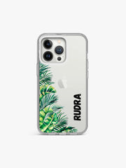 Tropical Leaves Name Printed Clear Silicone Cover