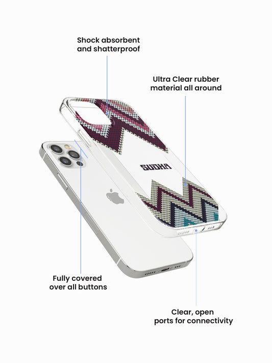 Quilt Chevron Name Printed Clear Silicone Cover