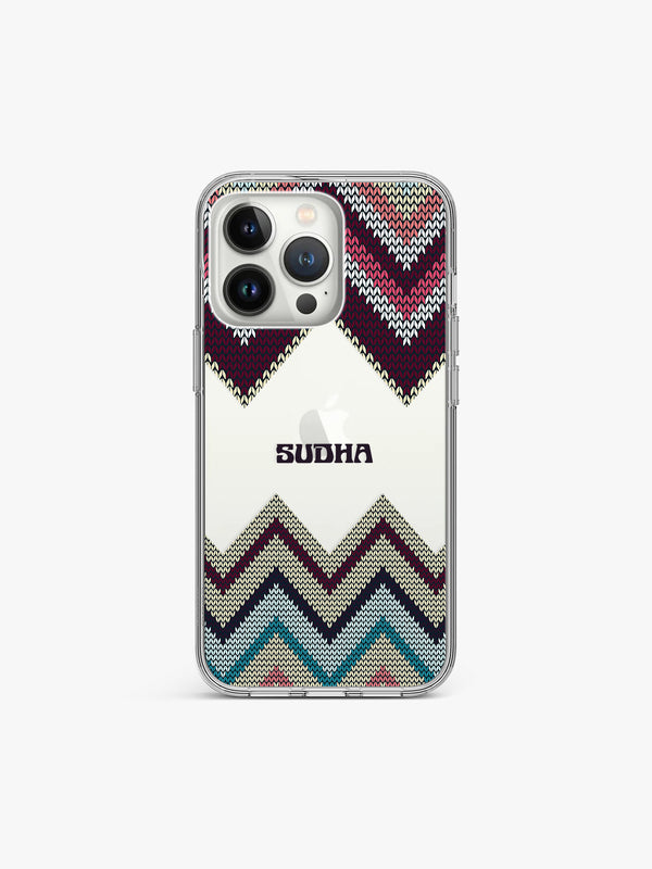 Quilt Chevron Name Printed Clear Silicone Cover