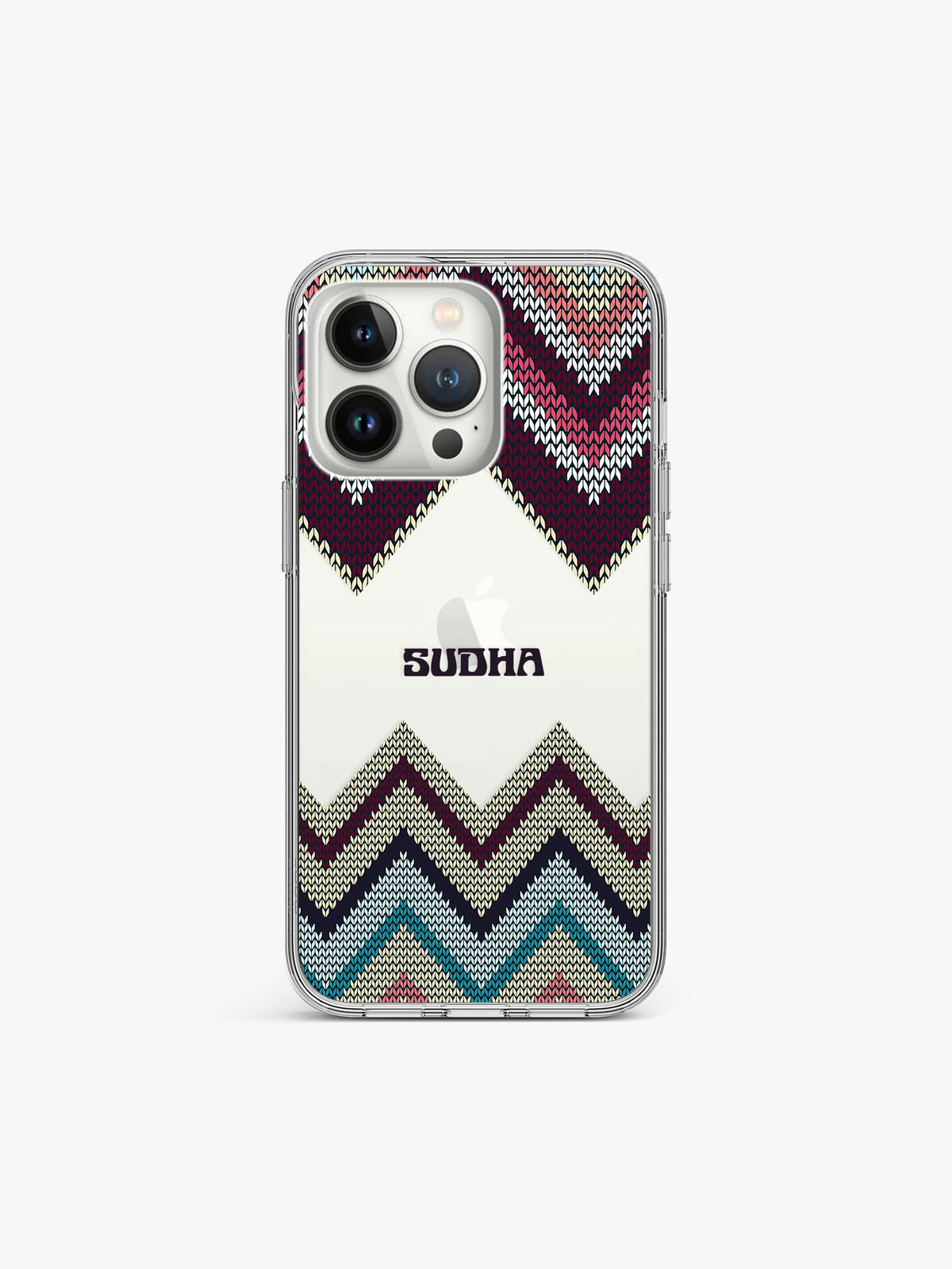 Quilt Chevron Name Printed Clear Silicone Cover