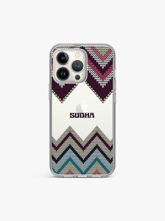 Quilt Chevron Name Printed Clear Silicone Cover