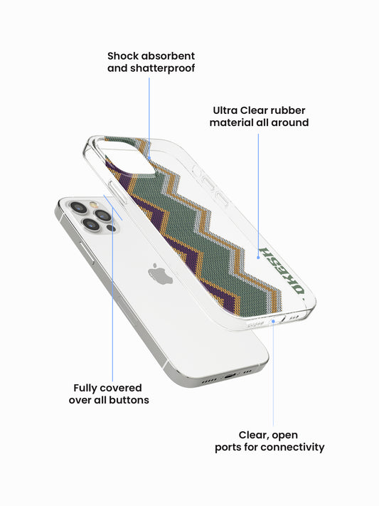 Olive Chevron Name Printed Clear Silicone Cover