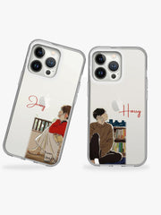 Distance love Couple Name Printed Clear Silicone Cover